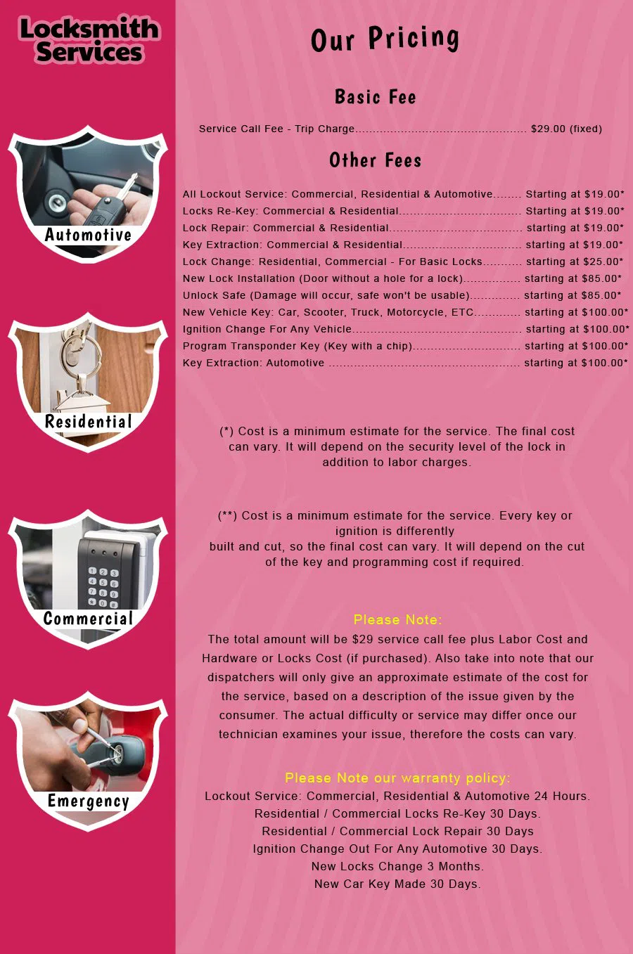 Jackson NJ Locksmith Store Jackson, NJ 732-250-0992 - price-list-c-18